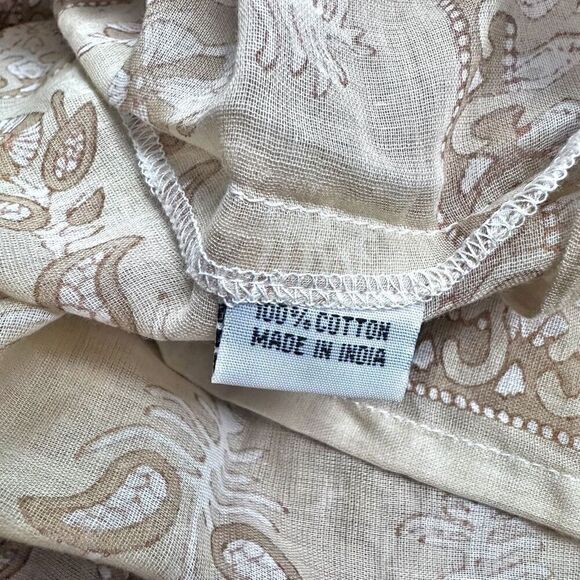 CHOWCHILLA VINTAGE | Boho Hippie Beige Floral maxi Dress Beige Tan Tassel | Smal - Picture 7 of 8